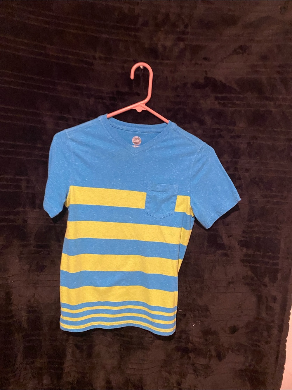 wonder nation Blue & Yellow Striped Pocket Tee
